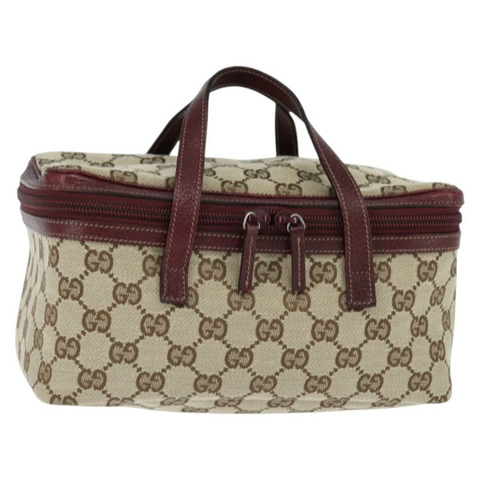 GUCCI GG帆布化妝包 米色 銀色 124540 正品 150730