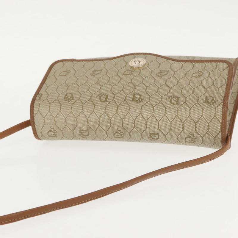 【日本直送】Christian Dior 蜂巢帆布肩背包 PVC 金色米色 正品 147886-5