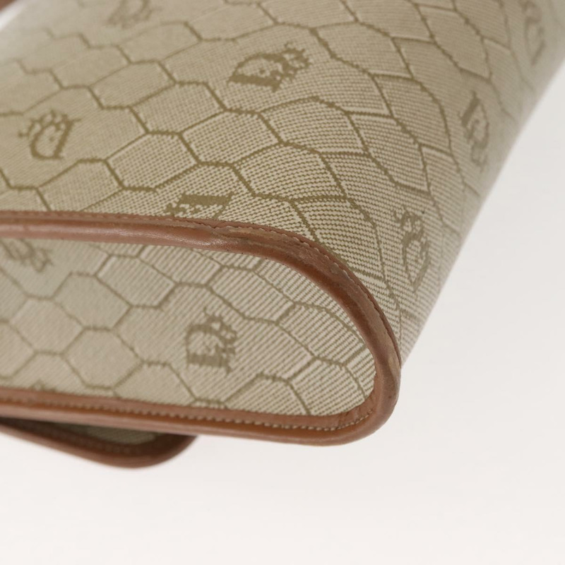 【日本直送】Christian Dior 蜂巢帆布肩背包 PVC 金色米色 正品 147886-11