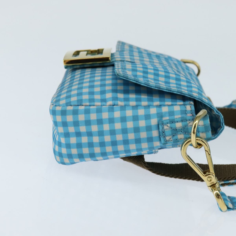 【日本直送】FENDI Mamma Baguette 肩背包 尼龍材質 2way 藍色金色 Auth 151178-4