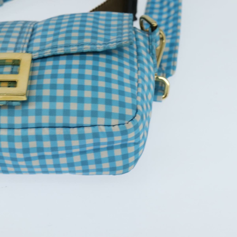 【日本直送】FENDI Mamma Baguette 肩背包 尼龍材質 2way 藍色金色 Auth 151178-12