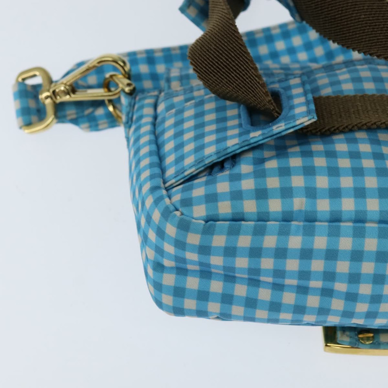 【日本直送】FENDI Mamma Baguette 肩背包 尼龍材質 2way 藍色金色 Auth 151178-13