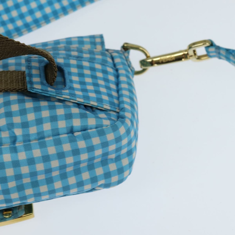 【日本直送】FENDI Mamma Baguette 肩背包 尼龍材質 2way 藍色金色 Auth 151178-14