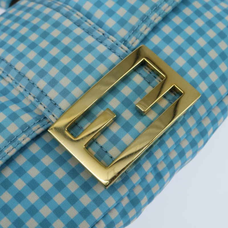 【日本直送】FENDI Mamma Baguette 肩背包 尼龍材質 2way 藍色金色 Auth 151178-15