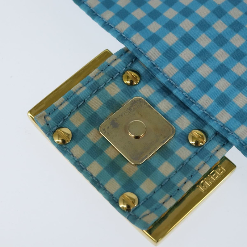 【日本直送】FENDI Mamma Baguette 肩背包 尼龍材質 2way 藍色金色 Auth 151178-17