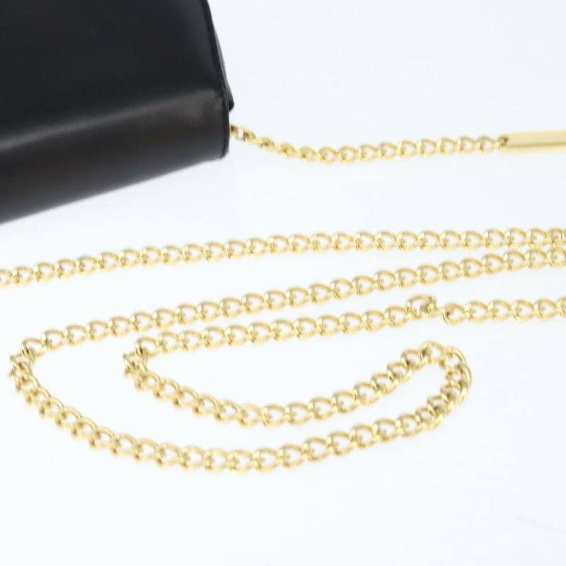 【日本直送】Salvatore Ferragamo Gancini 鏈條單肩包，黑色皮革，金色，正品，貨號 151140-6