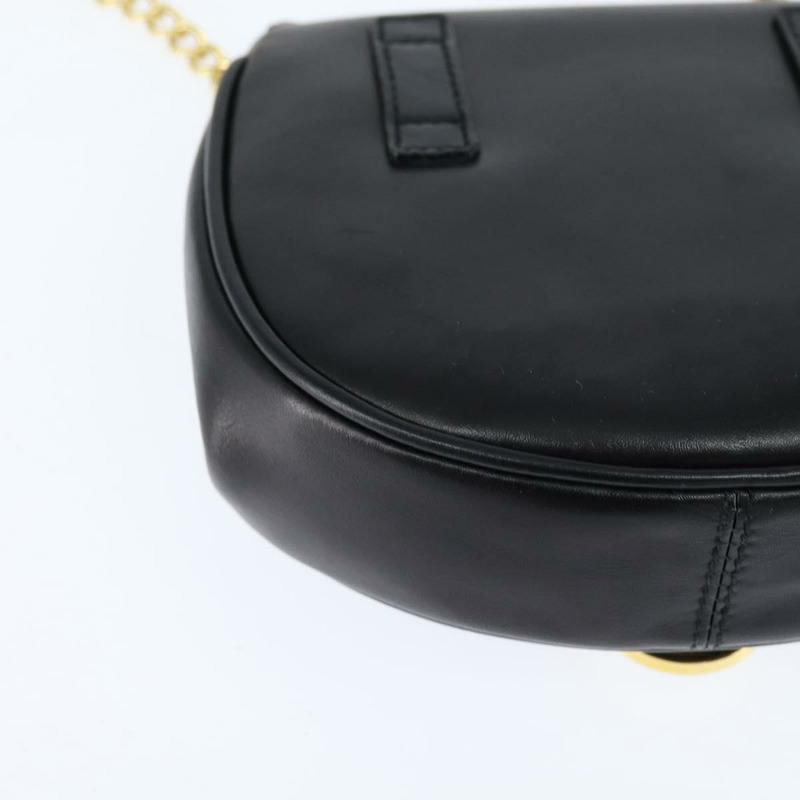 【日本直送】Salvatore Ferragamo Gancini 鏈條單肩包，黑色皮革，金色，正品，貨號 151140-11