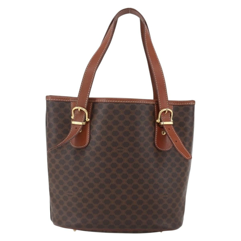 【日本直送】CELINE Macadam帆布手提包 PVC皮革 棕色 金色 正品 151049-2