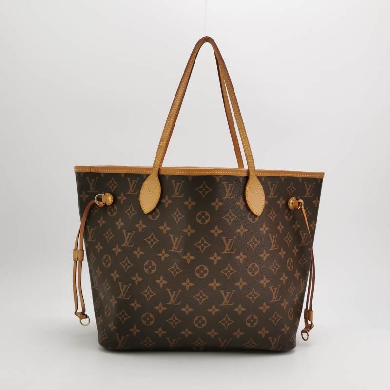 Louis Vuitton (LV) Neverfull 中號 植鞣革Monogram印花束帶子母包單肩包 芯片款-2