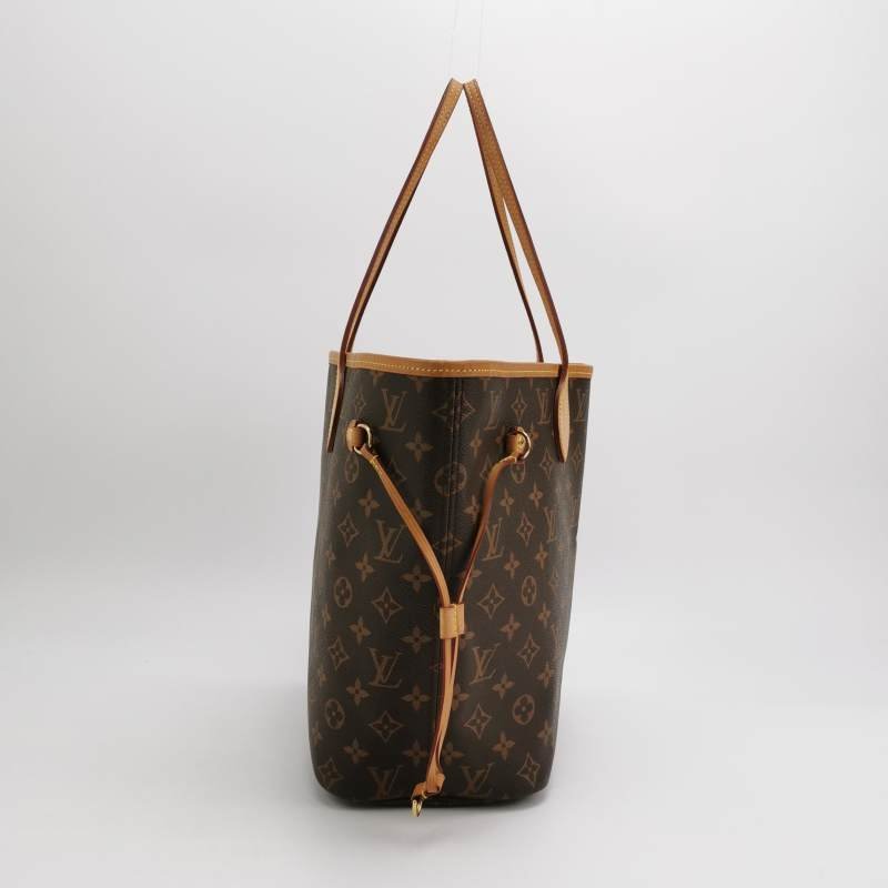 Louis Vuitton (LV) Neverfull 中號 植鞣革Monogram印花束帶子母包單肩包 芯片款-4