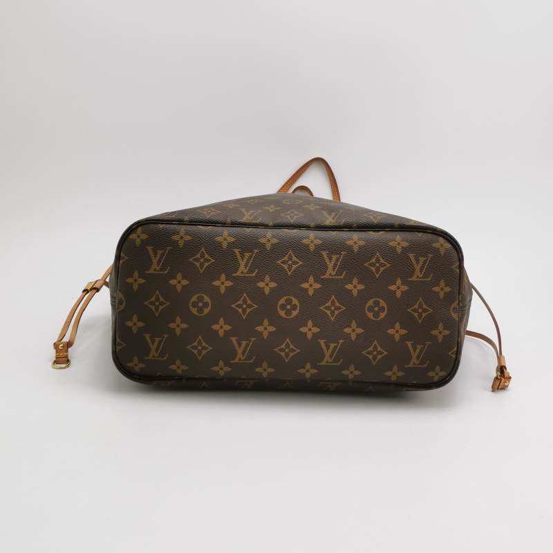 Louis Vuitton (LV) Neverfull 中號 植鞣革Monogram印花束帶子母包單肩包 芯片款-6