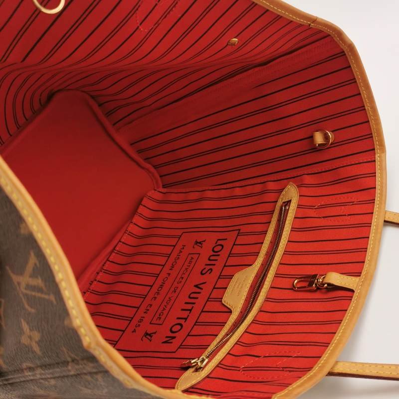 Louis Vuitton (LV) Neverfull 中號 植鞣革Monogram印花束帶子母包單肩包 芯片款-7