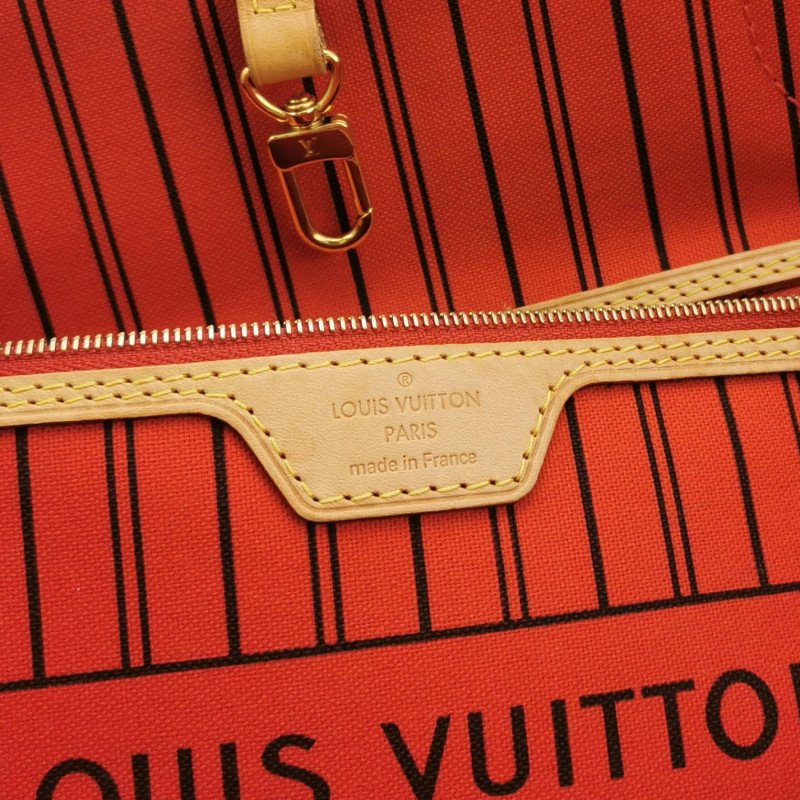 Louis Vuitton (LV) Neverfull 中號 植鞣革Monogram印花束帶子母包單肩包 芯片款-8