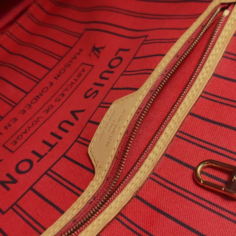 Louis Vuitton (LV) Neverfull 中號 植鞣革Monogram印花束帶子母包單肩包 芯片款-10