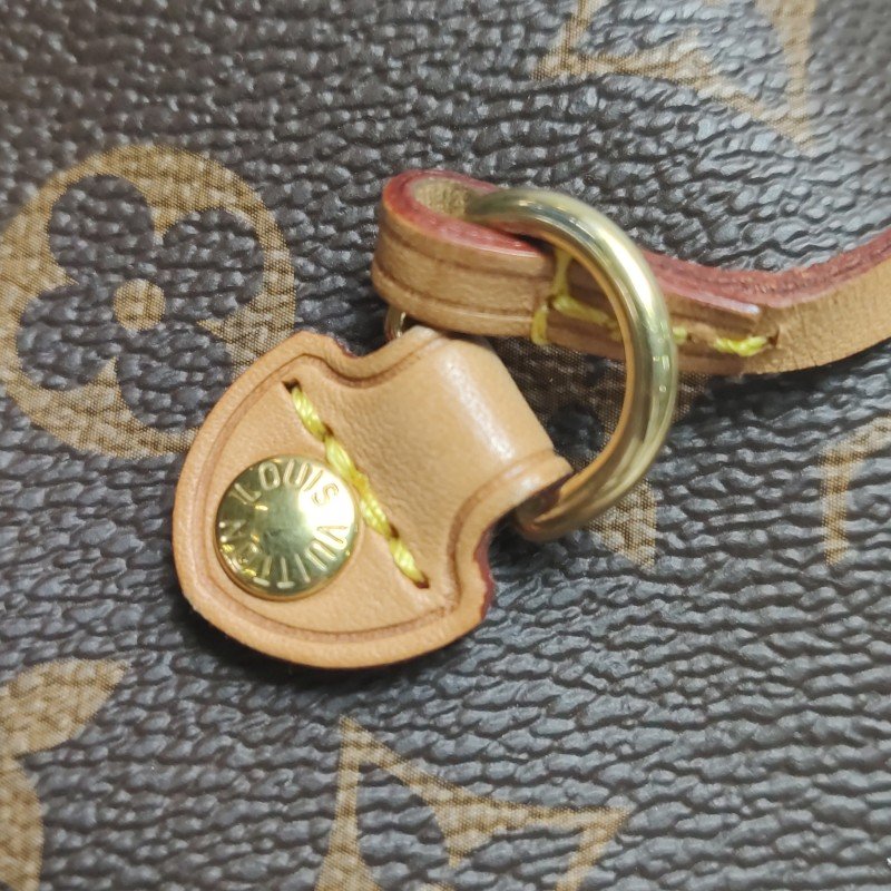 Louis Vuitton (LV) Neverfull 中號 植鞣革Monogram印花束帶子母包單肩包 芯片款-13