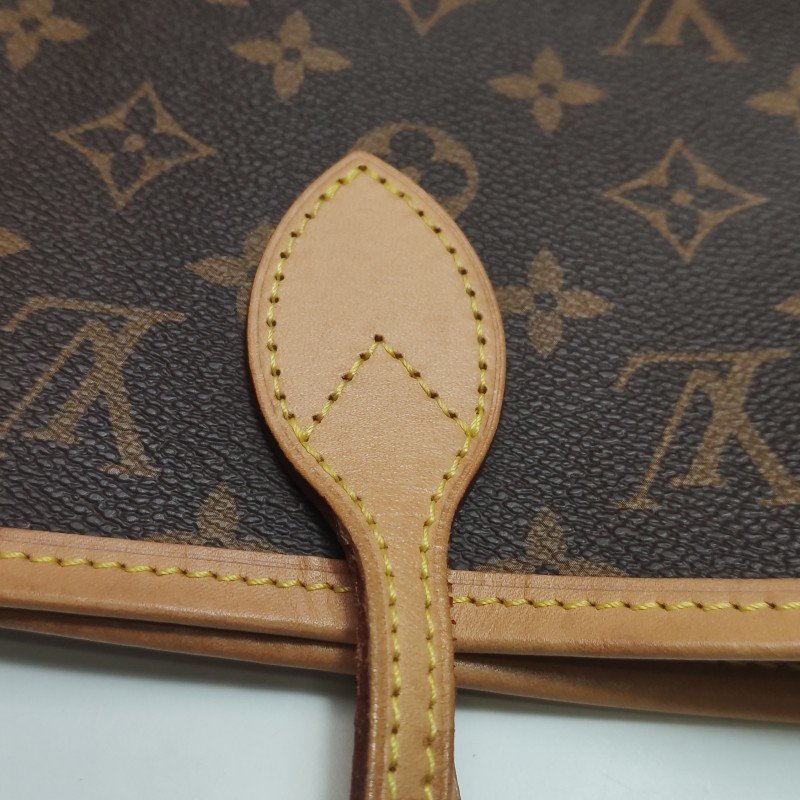 Louis Vuitton (LV) Neverfull 中號 植鞣革Monogram印花束帶子母包單肩包 芯片款-17