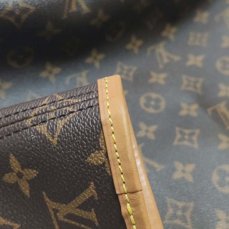 Louis Vuitton (LV) Neverfull 中號 植鞣革Monogram印花束帶子母包單肩包 芯片款-18