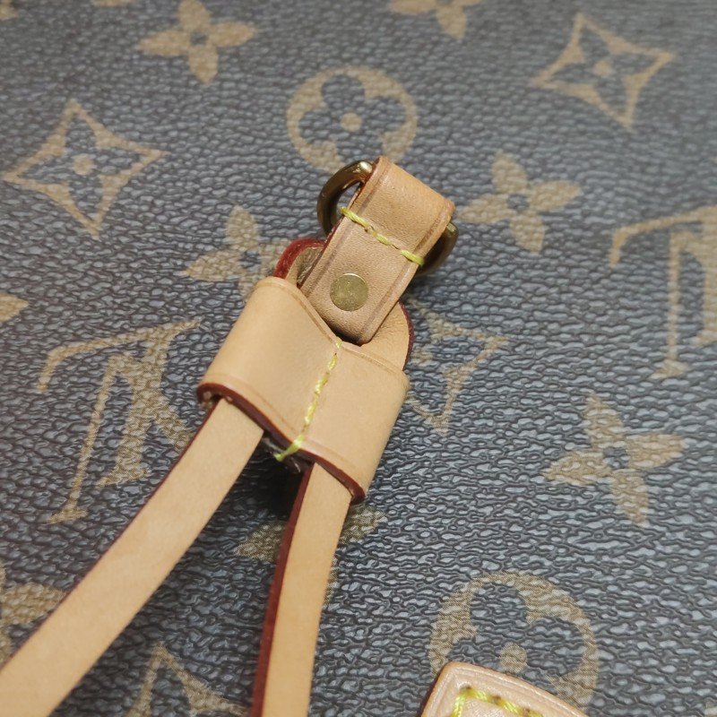 Louis Vuitton (LV) Neverfull 中號 植鞣革Monogram印花束帶子母包單肩包 芯片款-19