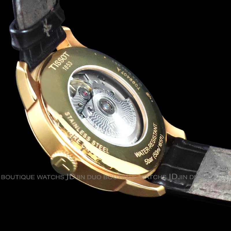 金鐸精品~2483 TISSOT天梭Tourelles杜魯爾系列棕面玫瑰金色42mm自動上鍊男用腕錶-4