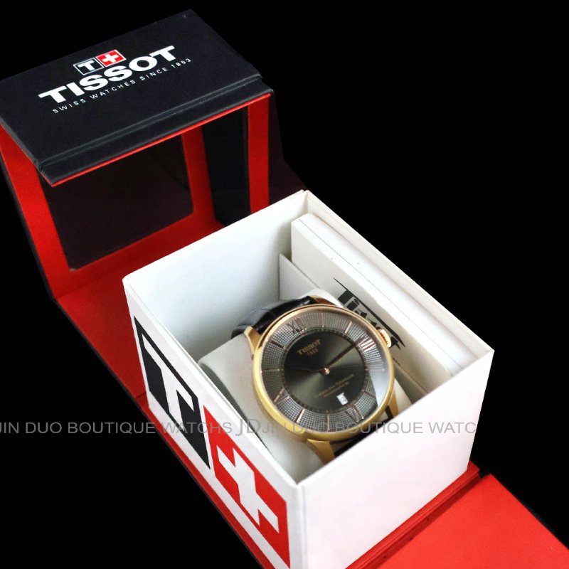 金鐸精品~2483 TISSOT天梭Tourelles杜魯爾系列棕面玫瑰金色42mm自動上鍊男用腕錶-7