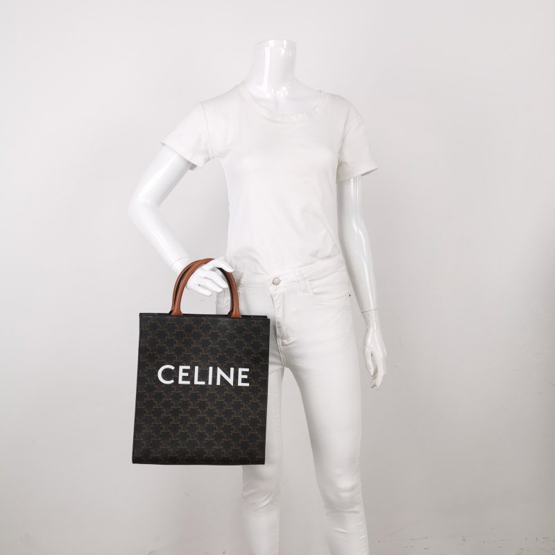 Celine Cabas小號牛皮凱旋門印花印刷Logo手提包-1