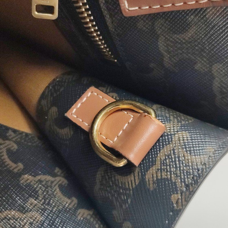 Celine Cabas小號牛皮凱旋門印花印刷Logo手提包-11