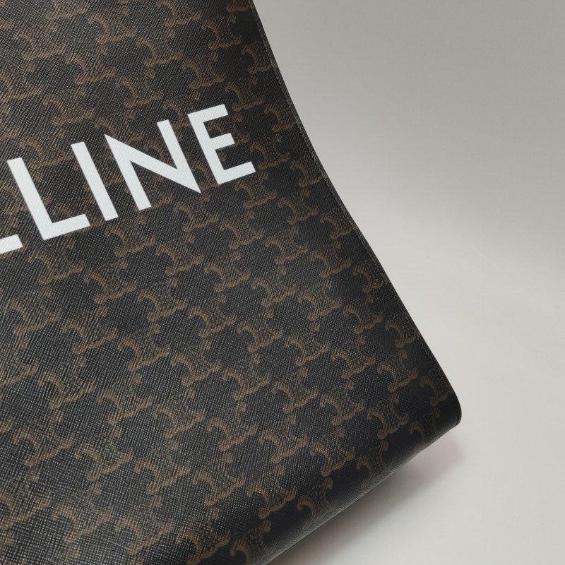 Celine Cabas小號牛皮凱旋門印花印刷Logo手提包-13