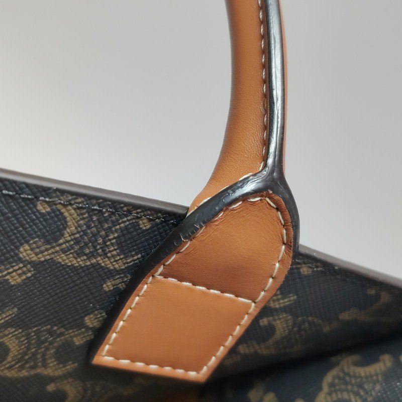 Celine Cabas小號牛皮凱旋門印花印刷Logo手提包-14