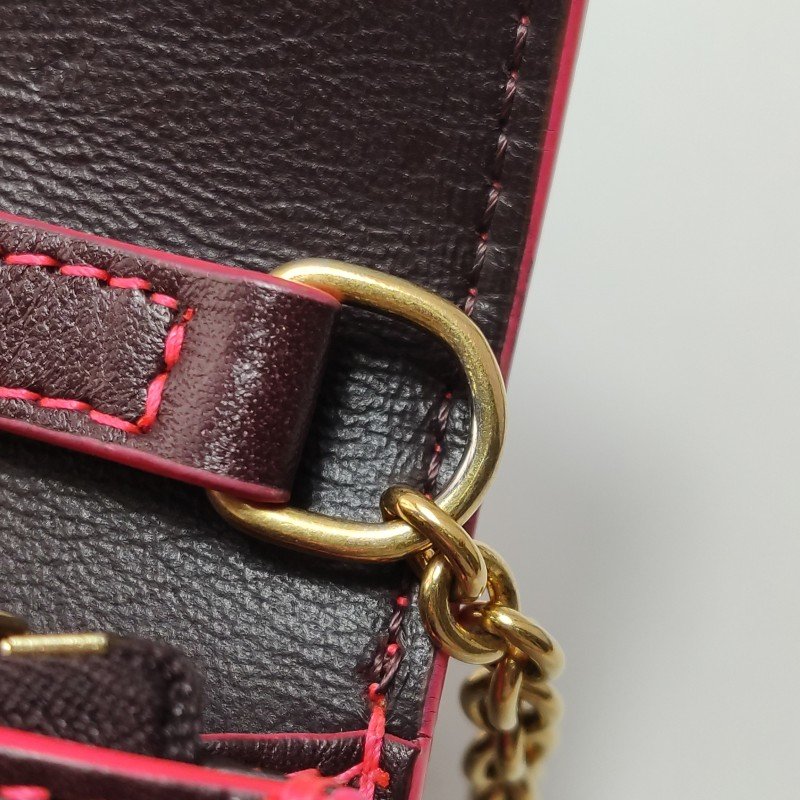 Celine 牛皮拼色字母Logo翻蓋單肩包斜挎包-10