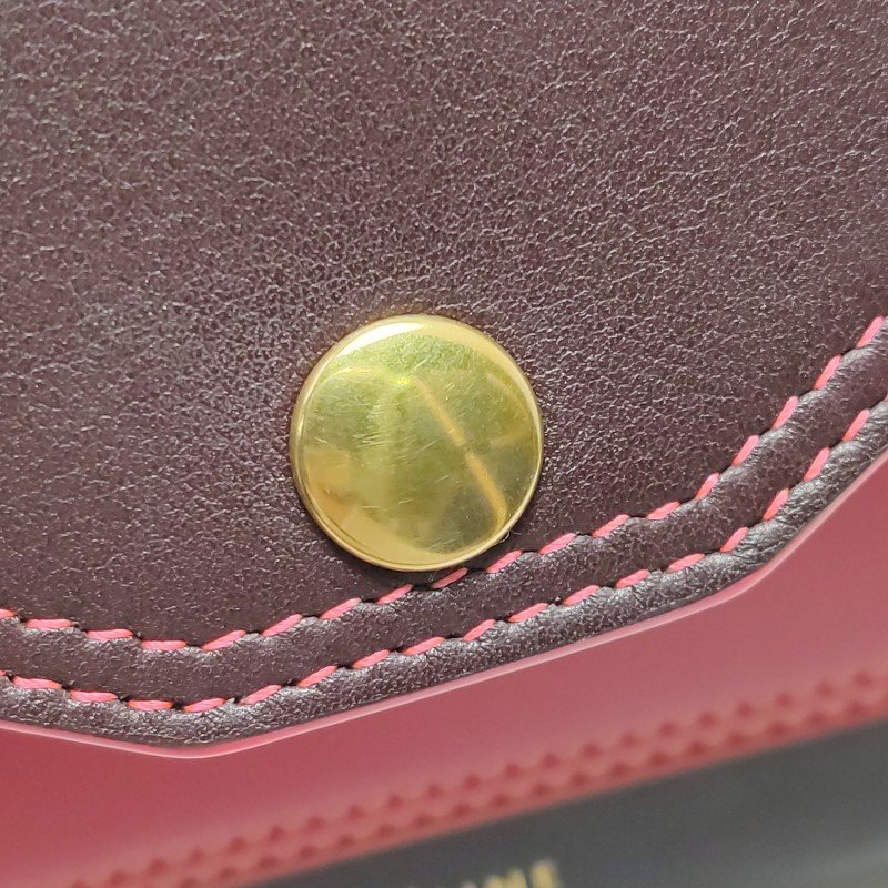 Celine 牛皮拼色字母Logo翻蓋單肩包斜挎包-11