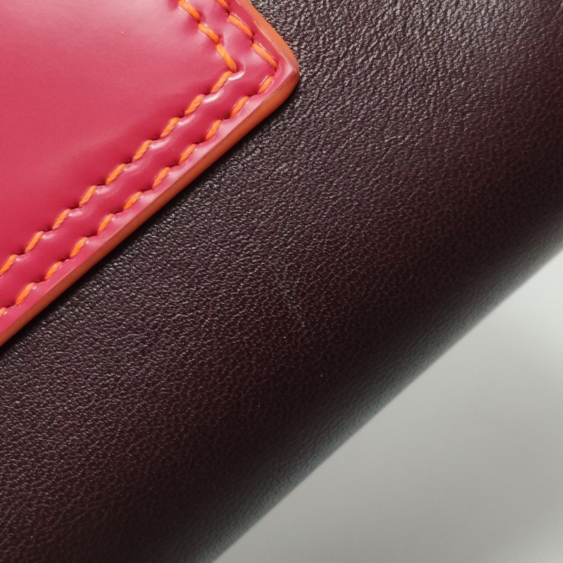 Celine 牛皮拼色字母Logo翻蓋單肩包斜挎包-13