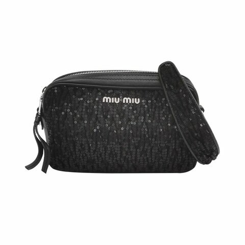 Miu Miu牛皮亮片褶皺斜挎包單肩包