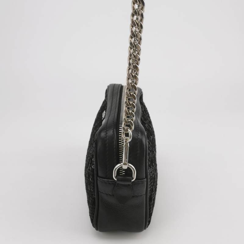 Miu Miu牛皮亮片褶皺斜挎包單肩包-2