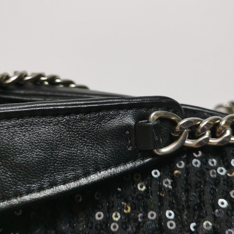 Miu Miu牛皮亮片褶皺斜挎包單肩包-10