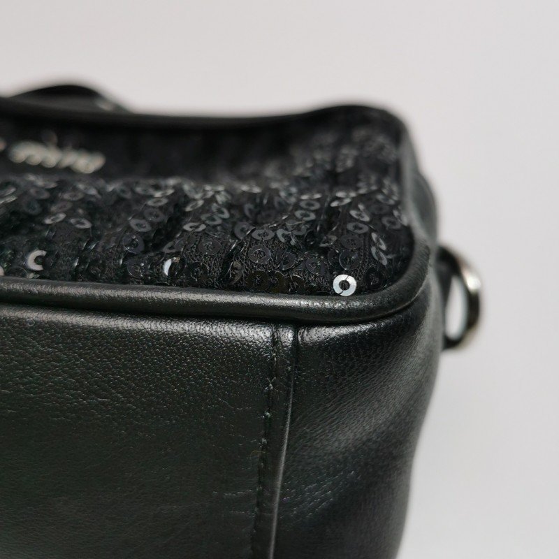 Miu Miu牛皮亮片褶皺斜挎包單肩包-15