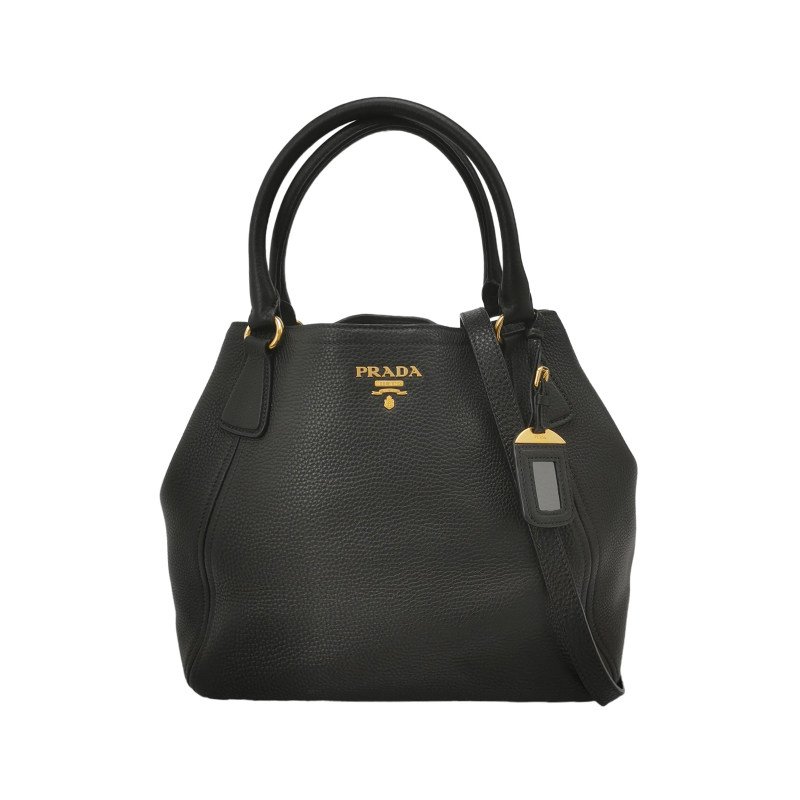 Prada 牛皮純色字母Logo三角徽標斜挎包單肩包-0