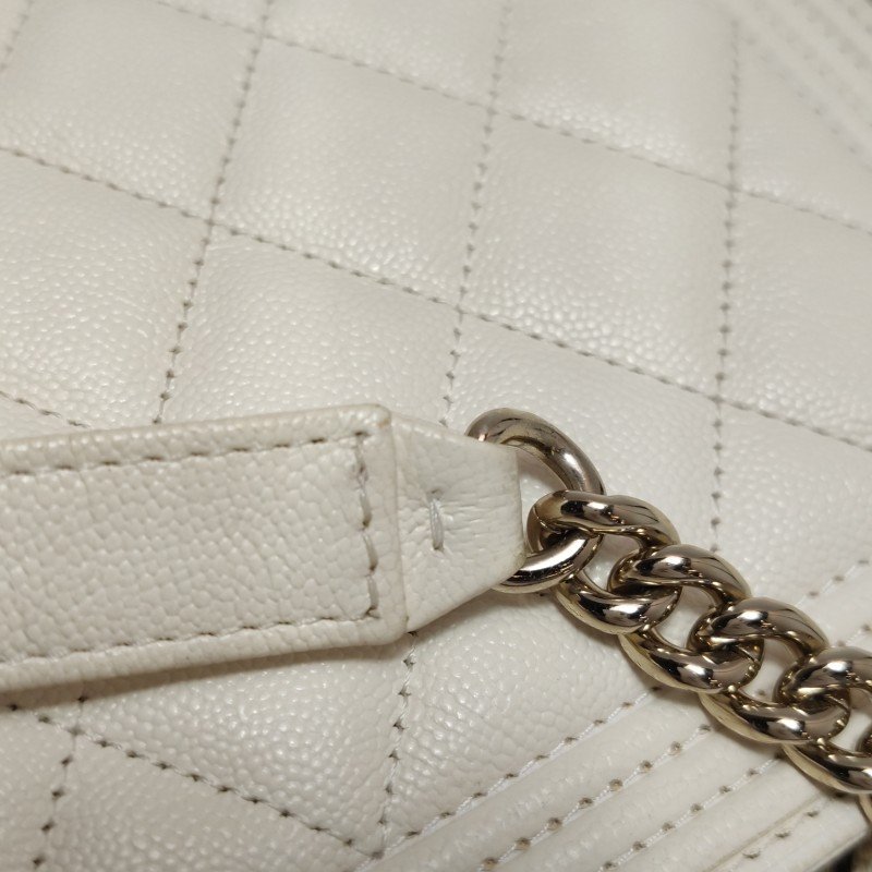 Chanel Boy Bag牛皮菱格方形雙C鎖扣WOC斜挎包單肩包-9