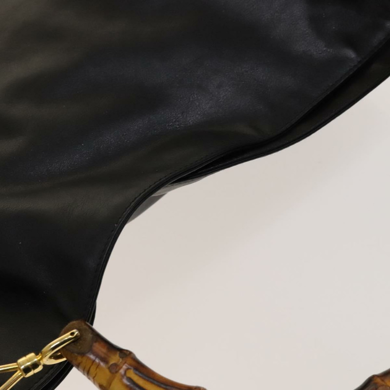 【日本直送】GUCCI 竹節手提包 皮革 兩用 黑色 金色 001 1781 1577 0 Auth 137281-5