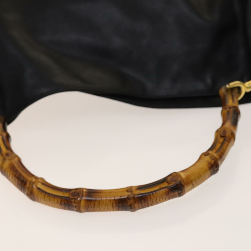 【日本直送】GUCCI 竹節手提包 皮革 兩用 黑色 金色 001 1781 1577 0 Auth 137281-7