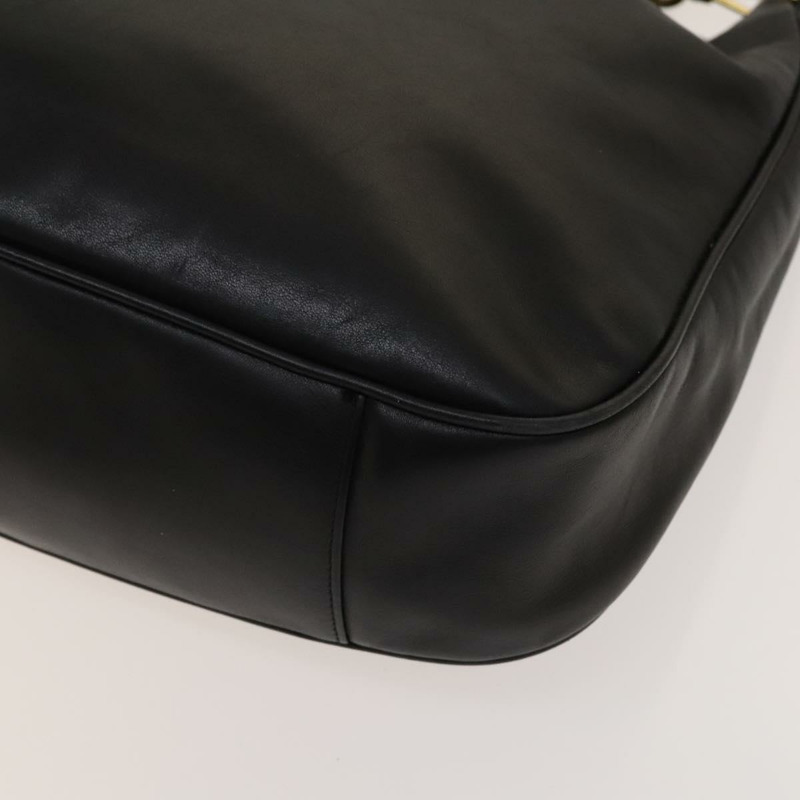 【日本直送】GUCCI 竹節手提包 皮革 兩用 黑色 金色 001 1781 1577 0 Auth 137281-8