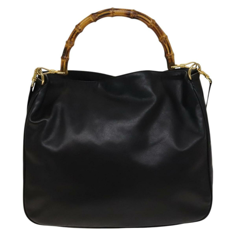 【日本直送】GUCCI 竹節手提包 皮革 兩用 黑色 金色 001 1781 1577 0 Auth 137281-12