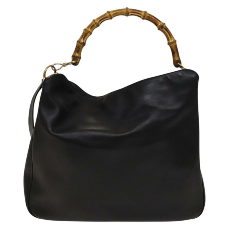 【日本直送】GUCCI 竹節肩背包 皮革 兩用 黑色 金色 001 1998 1577 正品 139142-1