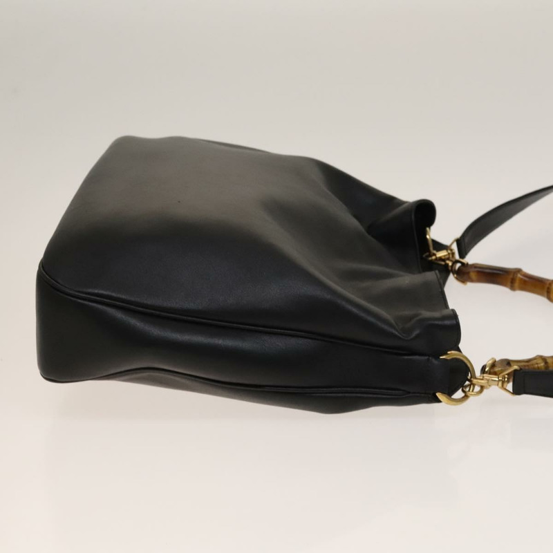 【日本直送】GUCCI 竹節肩背包 皮革 兩用 黑色 金色 001 1998 1577 正品 139142-2