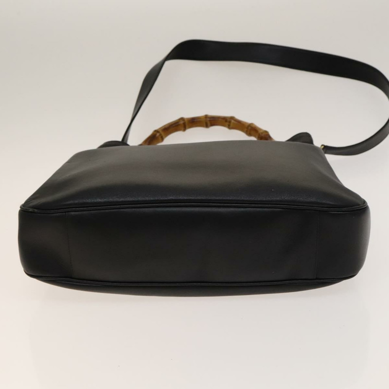 【日本直送】GUCCI 竹節肩背包 皮革 兩用 黑色 金色 001 1998 1577 正品 139142-4