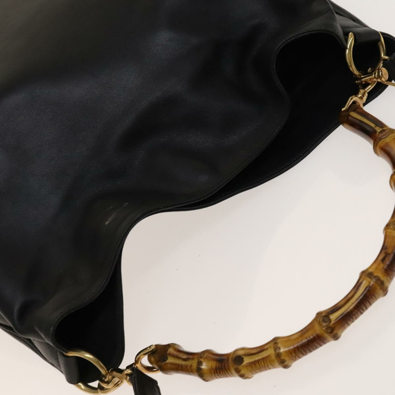 【日本直送】GUCCI 竹節肩背包 皮革 兩用 黑色 金色 001 1998 1577 正品 139142-5
