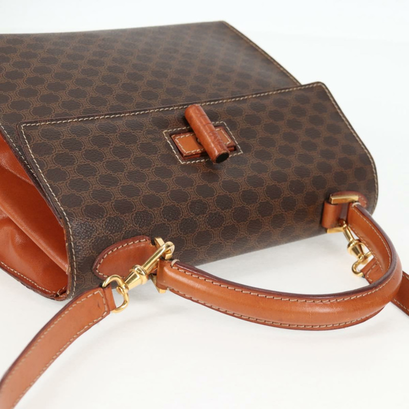 【日本直送】CELINE Macadam帆布手提包 PVC皮革 2way Brown Gold Auth ki5899-5