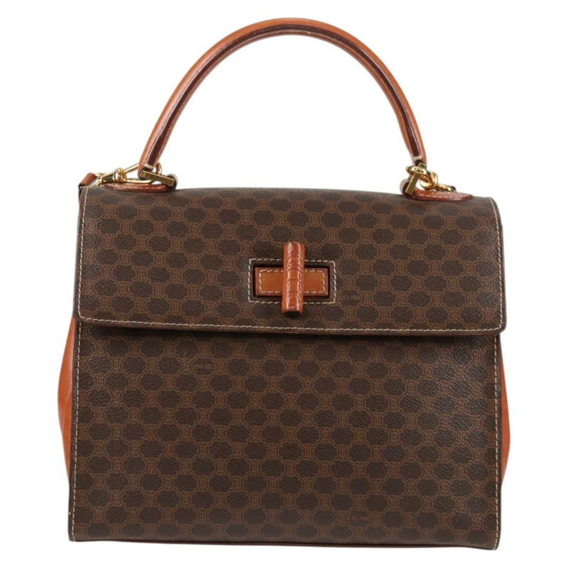 【日本直送】CELINE Macadam帆布手提包 PVC皮革 2way Brown Gold Auth ki5899-12