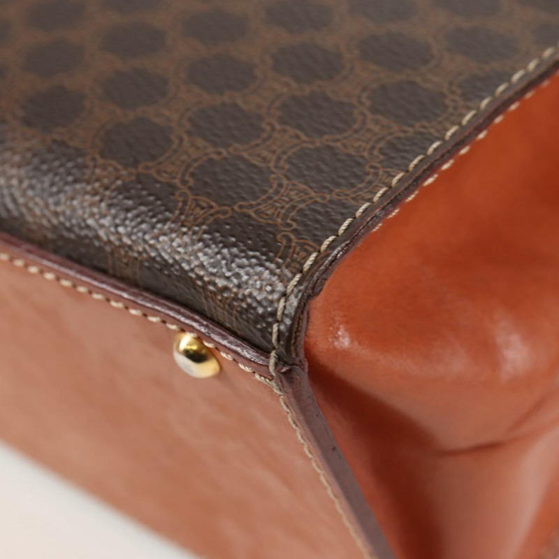【日本直送】CELINE Macadam帆布手提包 PVC皮革 2way Brown Gold Auth ki5899-17