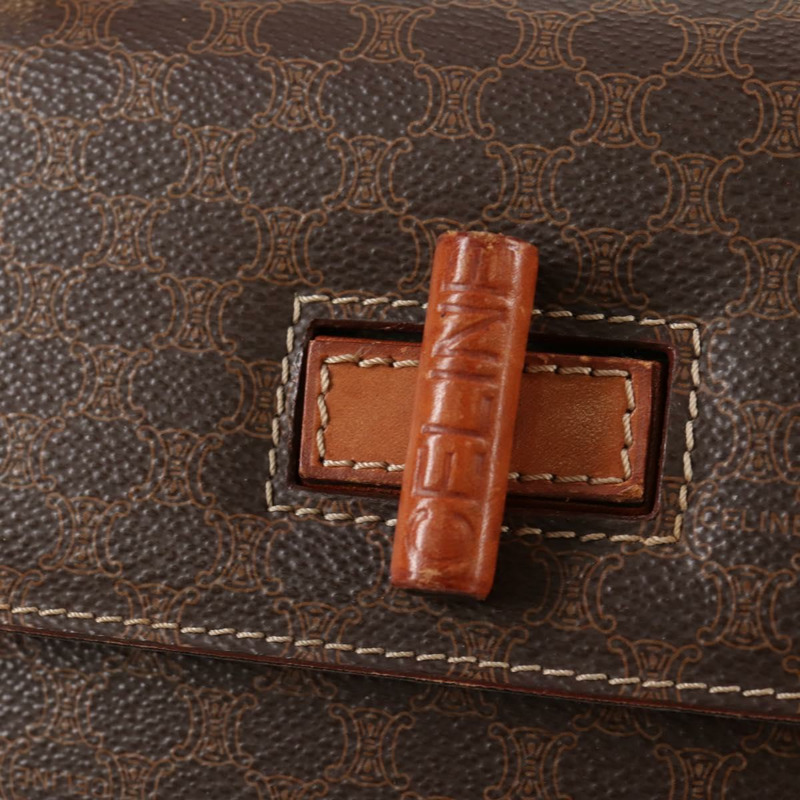 【日本直送】CELINE Macadam帆布手提包 PVC皮革 2way Brown Gold Auth ki5899-20