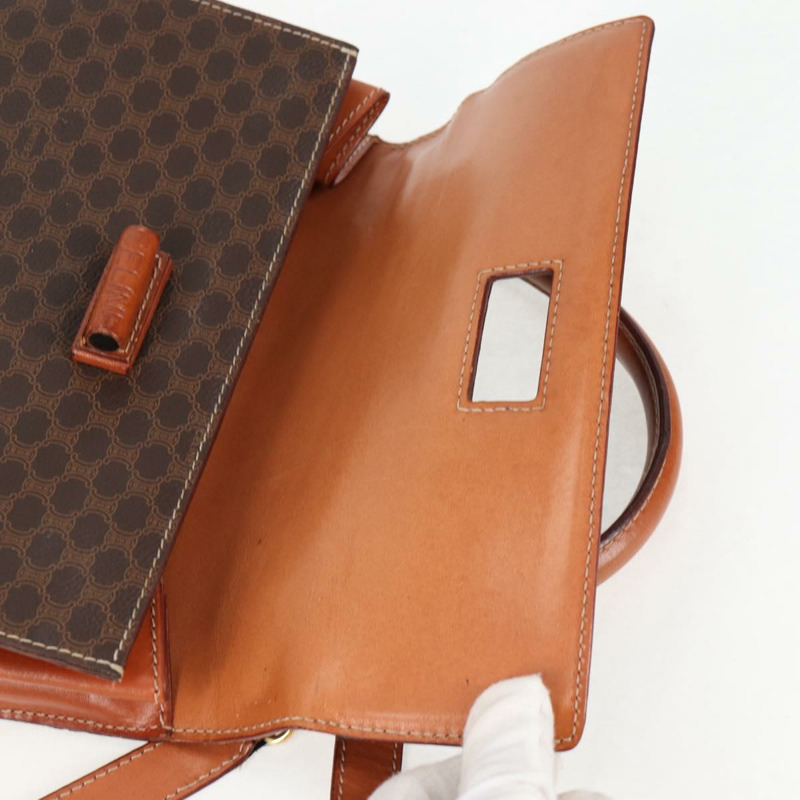 【日本直送】CELINE Macadam帆布手提包 PVC皮革 2way Brown Gold Auth ki5899-21